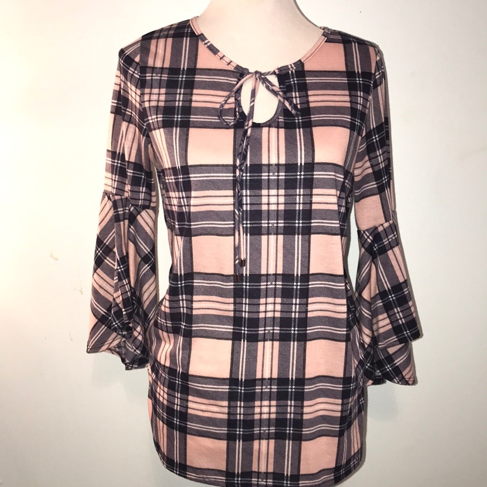 Plaid pink and blue top